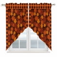 thumbnail image 1 of Swag Curtains Valances for Windows, Fall Maple Leaf Short Kitchen Window Curtains Over Sink, Thanksgiving Orange Black Plaid Cafe Curtains Panel Set Of 2,Rod Pocket, 36 Inches Length, 1 of 9