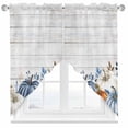 thumbnail image 1 of Swag Curtains Valances for Windows, Farmhouse Fall Thanksgiving Short Kitchen Window Curtains Over Sink, Blue White Orange Boho Pumpkin Cafe Curtains Panel Set Of 2,Rod Pocket, 45 Inches Length, 1 of 8