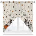 thumbnail image 1 of Swag Curtains Valances for Windows, Farmhouse Fall Thanksgiving Short Kitchen Window Curtains Over Sink, Orange Teal Plaid Pumpkins Leaf Cafe Curtains Panel Set Of 2,Rod Pocket, 36 Inches Length, 1 of 8
