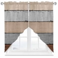 thumbnail image 1 of Swag Curtains Valances for Windows, Farmhouse Rustic Wood Texture Short Kitchen Window Curtains Over Sink, Brown Grey Cafe Curtains Panel Set Of 2,Rod Pocket, 36 Inches Length, 1 of 8