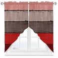 thumbnail image 1 of Swag Curtains Valances for Windows, Farmhouse Rustic Wood Texture Short Kitchen Window Curtains Over Sink, Red Brown Cafe Curtains Panel Set Of 2,Rod Pocket, 63 Inches Length, 1 of 8