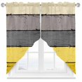 thumbnail image 1 of Swag Curtains Valances for Windows, Farmhouse Rustic Wood Texture Short Kitchen Window Curtains Over Sink, Yellow Grey Cafe Curtains Panel Set Of 2,Rod Pocket, 36 Inches Length, 1 of 8