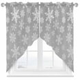 thumbnail image 1 of Swag Curtains Valances for Windows, Gray Snowflakes Pattern Christmas Short Kitchen Window Curtains Over Sink, Vintage White Winter Cafe Curtains Panel Set Of 2,Rod Pocket, 36 Inches Length, 1 of 8
