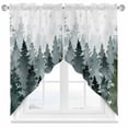 thumbnail image 1 of Swag Curtains Valances for Windows, Green Christmas Tree Short Kitchen Window Curtains Over Sink, Winter Retro Silver Snowflake Cafe Curtains Panel Set Of 2,Rod Pocket, 63 Inches Length, 1 of 8