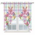 thumbnail image 1 of Swag Curtains Valances for Windows, Happy Easter Short Kitchen Window Curtains Over Sink, Colorful Eggs Tulip Wreaths Cafe Curtains Panel Set Of 2,Rod Pocket, 45 Inches Length Spring Plaid, 1 of 1