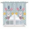 thumbnail image 1 of Swag Curtains Valances for Windows, Happy Easter Short Kitchen Window Curtains Over Sink, Cute Easter Bunny Eggs Cafe Curtains Panel Set Of 2,Rod Pocket, 36 Inches Length Blue Plaid, 1 of 9