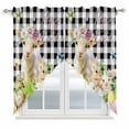 thumbnail image 1 of Swag Curtains Valances for Windows, Happy Easter Short Kitchen Window Curtains Over Sink, Floral Lambs Chicks Eggs Cafe Curtains Panel Set Of 2,Rod Pocket, 36 Inches Length Black And White Plaid, 1 of 9
