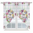 thumbnail image 1 of Swag Curtains Valances for Windows, Happy Easter Short Kitchen Window Curtains Over Sink, Spring Tulips Eggs Daisy Floral Cafe Curtains Panel Set Of 2,Rod Pocket, 36 Inches Length Color Plaid, 1 of 9