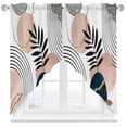 thumbnail image 1 of Swag Curtains Valances for Windows, Mid Century Boho Short Kitchen Window Curtains Over Sink, Navy Pink Abstract Geo Leaf Cafe Curtains Panel Set Of 2,Rod Pocket, 45 Inches Length White, 1 of 8