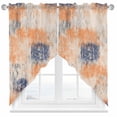 thumbnail image 1 of Swag Curtains Valances for Windows, Orange Abstract Texture Short Kitchen Window Curtains Over Sink, Modern Retro Mottled Cafe Curtains Panel Set Of 2,Rod Pocket, 36 Inches Length Blue Beige, 1 of 8