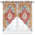 thumbnail image 1 of Swag Curtains Valances for Windows, Orange Blue Boho Short Kitchen Window Curtains Over Sink, Vintage Tribal Pattern Cafe Curtains Panel Set Of 2,Rod Pocket, 36 Inches Length, 1 of 8