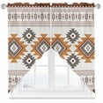 thumbnail image 1 of Swag Curtains Valances for Windows, Orange Brown Boho Short Kitchen Window Curtains Over Sink, Vintage Southwest Tribal Geometric Pattern Cafe Curtains Panel Set Of 2,Rod Pocket, 36 Inches Length, 1 of 8