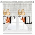 thumbnail image 1 of Swag Curtains Valances for Windows, Orange Fall Maple Leaf Short Kitchen Window Curtains Over Sink, Vintage Beige Wood Texture Cafe Curtains Panel Set Of 2,Rod Pocket, 36 Inches Length Black, 1 of 8