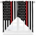 thumbnail image 1 of Swag Curtains Valances for Windows, Patriotic Thin Red Line Flag Short Kitchen Window Curtains Over Sink, Firefighter Cafe Curtains Panel Set Of 2,Rod Pocket, 63 Inches Length, 1 of 8