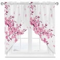 thumbnail image 1 of Swag Curtains Valances for Windows, Pink Floral Cherry Blossom Short Kitchen Window Curtains Over Sink, White Spring Petals Cafe Curtains Panel Set Of 2,Rod Pocket, 36 Inches Length, 1 of 8