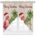 thumbnail image 1 of Swag Curtains Valances for Windows, Pink Merry Christmas Flamingo Short Kitchen Window Curtains Over Sink, Tropical Coconut Tree Cafe Curtains Panel Set Of 2,Rod Pocket, 36 Inches Length, 1 of 8