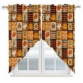 thumbnail image 1 of Swag Curtains Valances for Windows, Plaid Fall Thanksgiving Short Kitchen Window Curtains Over Sink, Pumpkins Gnomes Maple Leaf Turkey Cafe Curtains Panel Set Of 2,Rod Pocket, 63 Inches Length, 1 of 1