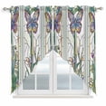 thumbnail image 1 of Swag Curtains Valances for Windows, Purple Butterfly Short Kitchen Window Curtains Over Sink, Window Floral Cafe Curtains Panel Set Of 2,Rod Pocket, 45 Inches Length, 1 of 9