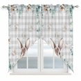 thumbnail image 1 of Swag Curtains Valances for Windows, Rabbit Easter Short Kitchen Window Curtains Over Sink, Eucalyptus Leaves White Flowers Cafe Curtains Panel Set Of 2,Rod Pocket, 36 Inches Length Gray White Plaid, 1 of 9
