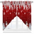 thumbnail image 1 of Swag Curtains Valances for Windows, Red Christmas Short Kitchen Window Curtains Over Sink, Snowman Xmas Balls Snowflakes Pine Branch Cafe Curtains Panel Set Of 2,Rod Pocket, 36 Inches Length, 1 of 8
