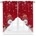 thumbnail image 1 of Swag Curtains Valances for Windows, Red Christmas Snowman Short Kitchen Window Curtains Over Sink, Winter Snowflakes Cafe Curtains Panel Set Of 2,Rod Pocket, 36 Inches Length, 1 of 8