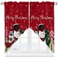thumbnail image 1 of Swag Curtains Valances for Windows, Red Snowman Merry Christmas Short Kitchen Window Curtains Over Sink, Xmas Buffalo Tree Cafe Curtains Panel Set Of 2,Rod Pocket, 63 Inches Length Winter Snowflakes, 1 of 8