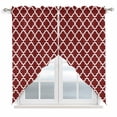 thumbnail image 1 of Swag Curtains Valances for Windows, Red White Geometric Short Kitchen Window Curtains Over Sink, Minimalist Morocco Pattern Cafe Curtains Panel Set Of 2,Rod Pocket, 36 Inches Length, 1 of 9