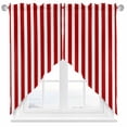 thumbnail image 1 of Swag Curtains Valances for Windows, Red White Vintage Striped Short Kitchen Window Curtains Over Sink, Abstarct Modern Geometric Art Cafe Curtains Panel Set Of 2,Rod Pocket, 45 Inches Length, 1 of 8