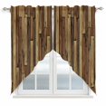 thumbnail image 1 of Swag Curtains Valances for Windows, Rustic Farmhouse Short Kitchen Window Curtains Over Sink, Brown Wood Textured Cafe Curtains Panel Set Of 2,Rod Pocket, 36 Inches Length, 1 of 9