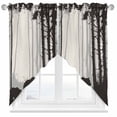 thumbnail image 1 of Swag Curtains Valances for Windows, Rustic Forest Bear Silhouette Short Kitchen Window Curtains Over Sink, Black Gray Farmhouse Country Cafe Curtains Panel Set Of 2,Rod Pocket, 45 Inches Length, 1 of 8