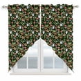 thumbnail image 1 of Swag Curtains Valances for Windows, Tropical Short Kitchen Window Curtains Over Sink, Frog Bread Mushroom Coffee Print Cafe Curtains Panel Set Of 2,Rod Pocket, 36 Inches Length Dark Green, 1 of 9
