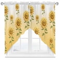 thumbnail image 1 of Swag Curtains Valances for Windows, Watercolor Sunflower Pattern Short Kitchen Window Curtains Over Sink, Gold Green Cafe Curtains Panel Set Of 2,Rod Pocket, 36 Inches Length, 1 of 8