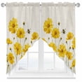 thumbnail image 1 of Swag Curtains Valances for Windows, Yellow Flower Bees Short Kitchen Window Curtains Over Sink, Rustic Country Floral Farmhouse Cafe Curtains Panel Set Of 2,Rod Pocket, 36 Inches Length Beige, 1 of 8