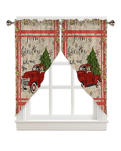 Swag Kitchen Curtain Valances Merry Tree Elk Snowflake Pine Needles ...