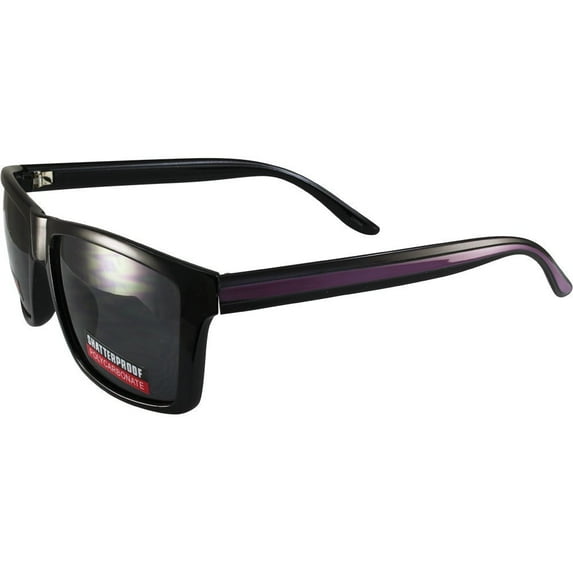 Swag Riot Retro Sunglasses Black and Purple Side Stripe Frame w/ Smoke Lenses
