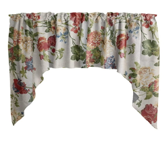 Swag Valance Cotton Floral Geraniums and Azaleas Floral Mix Print 58" Wide / 36" Tall
