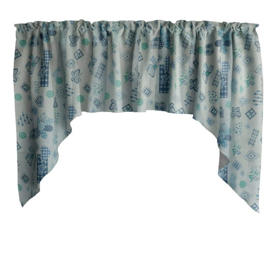 Swag Valance Cotton Floral Quilted Flowers Hearts and Butterfly Print 58" Wide / 36" Tall