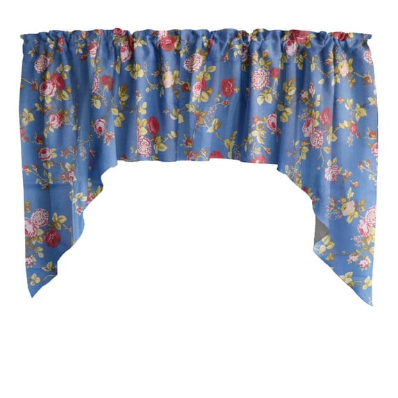 Swag Valance Cotton Vintage Floral Large Roses Print 58" Wide / 36" Tall