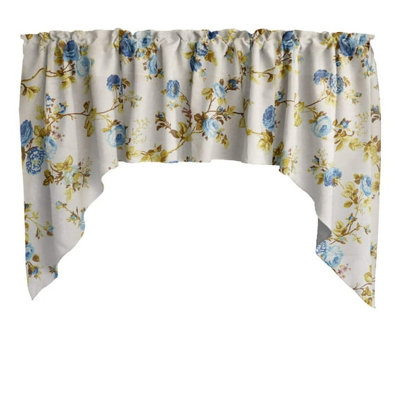 Swag Valance Cotton Vintage Floral Large Roses Print 58" Wide / 36" Tall