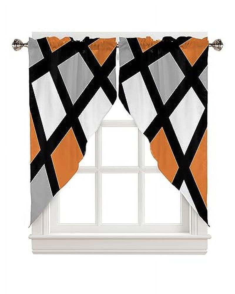 Swag Valance Curtains 3D Abstract Red Gradient Lines Rode Pocket Swag