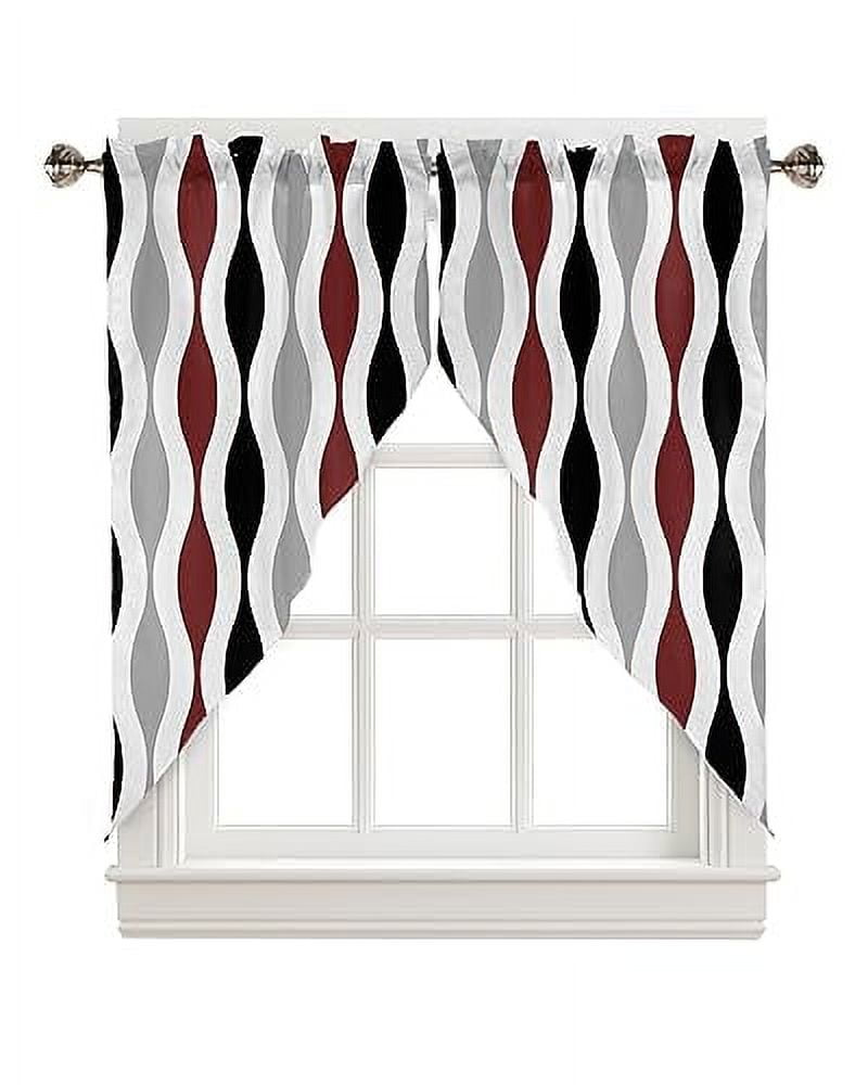 Swag Valance Curtains 3D Abstract Red Gradient Lines Rode Pocket Swag