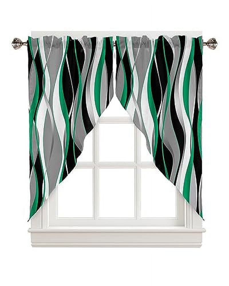 Swag Valance Curtains 3D Abstract Red Gradient Lines Rode Pocket Swag