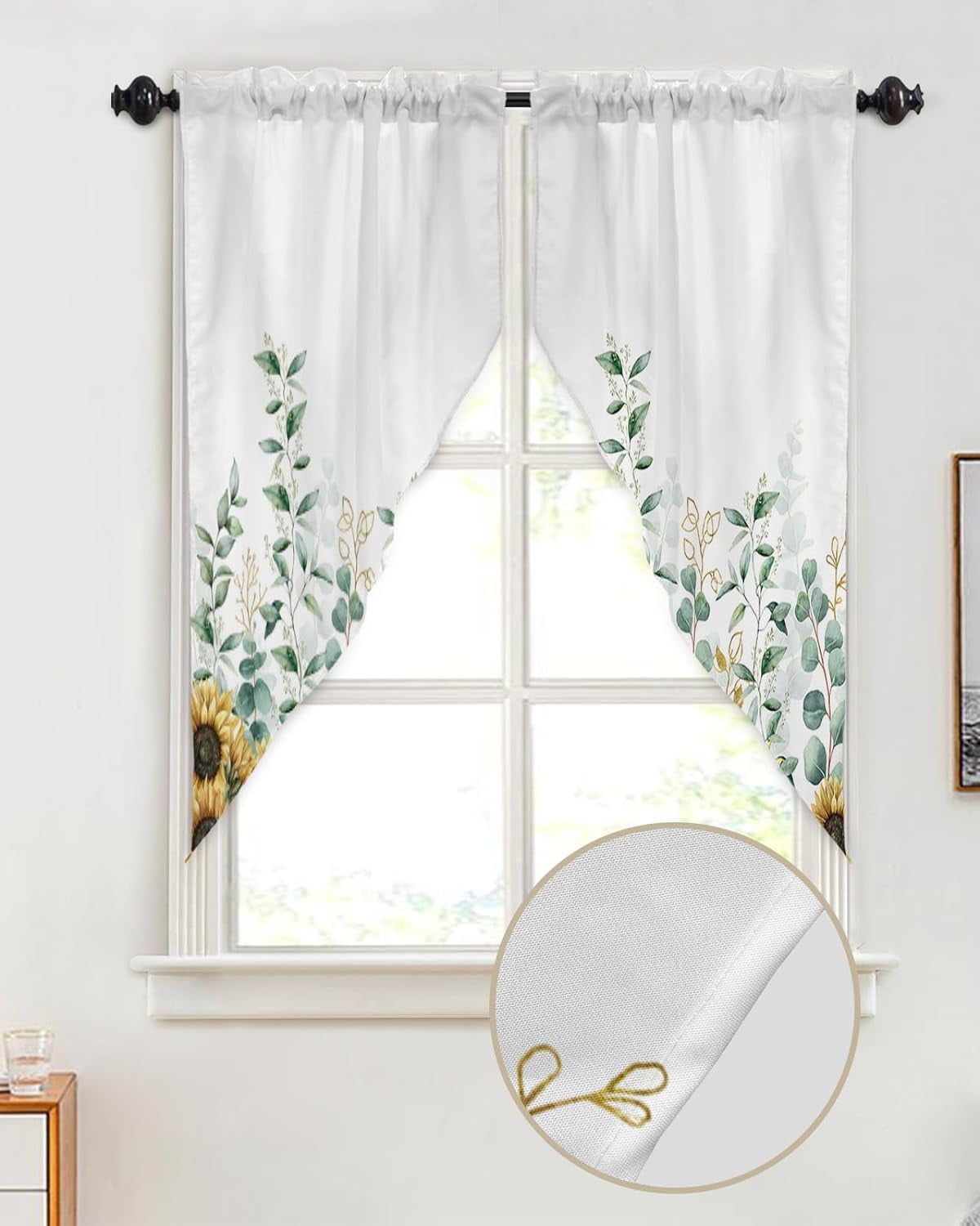 Swag Valance Curtains Eucalyptus Leaves Plant Leaf Sunflower Rode