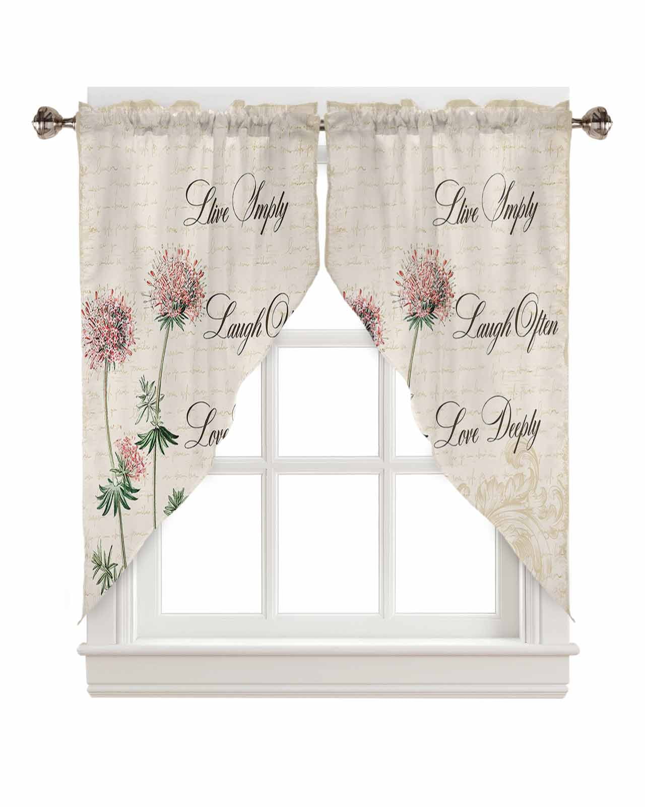 Swag Valance Curtains Mimosa Flowers Rod Pocket Kitchen Curtains ...