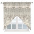 thumbnail image 1 of Swag Valance Curtains for Windows, Beige Boho Light Filtering Kitchen Curtains with Rod Pocket, Vintage Ethnic Tribe Abstract Art Decorative Window Treatment Valances for Living Room, 28x36 - 2 PCS, 1 of 9