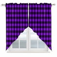 thumbnail image 1 of Swag Valance Curtains for Windows, Black Purple Plaid Light Filtering Kitchen Curtains with Rod Pocket, Farmhouse Simple Buffalo Checked Window Treatment Valances for Living Room, 36x36 - 2 PCS, 1 of 9