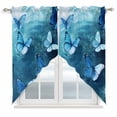 thumbnail image 1 of Swag Valance Curtains for Windows, Blue Butterfly Light Filtering Kitchen Curtains with Rod Pocket, Modern Elegant Water Ripples Decorative Window Treatment Valances for Living Room, 36x63 - 2 PCS, 1 of 9
