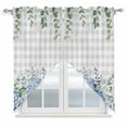 thumbnail image 1 of Swag Valance Curtains for Windows, Blue Flower Light Filtering Kitchen Curtains with Rod Pocket, Grey Plaid Hydrangeas Eucalyptus Leaves Window Treatment Valances for Living Room, 36x63 - 2 PCS, 1 of 9