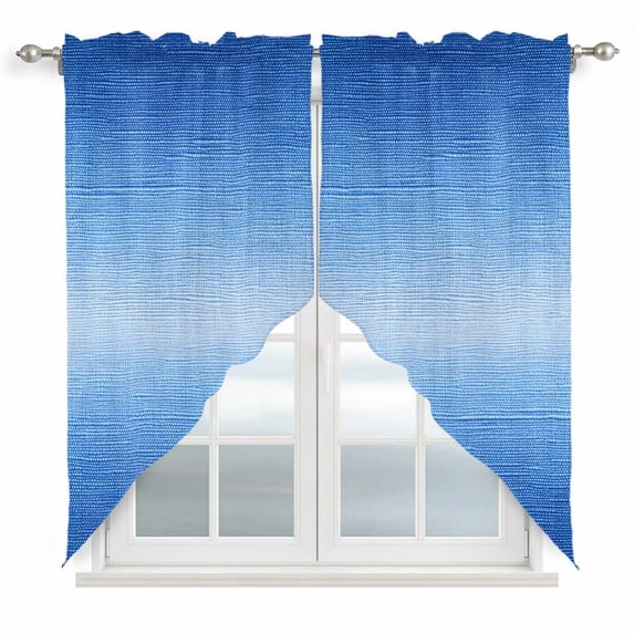 Swag Valance Curtains for Windows, Blue Gradient Light Filtering Kitchen Curtains with Rod Pocket, Modern Minimalism Ombre Abstract Art Window Treatment Valances for Living Room, 36x63 - 2 PCS