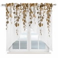 thumbnail image 1 of Swag Valance Curtains for Windows, Brown Eucalyptus Leaves Light Filtering Kitchen Curtains with Rod Pocket, Summer Watercolor Botanical Window Treatment Valances for Living Room, 36x36 - 2 PCS, 1 of 9